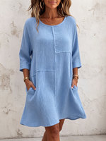 Gemütliches, locker sitzendes Babyblaues Baumwollkleid
