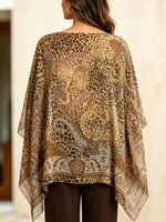 Blusa poncho vintage de leopardo para mujer