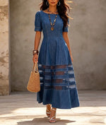 Vestido vaquero estilo línea A, elegante y con estilo