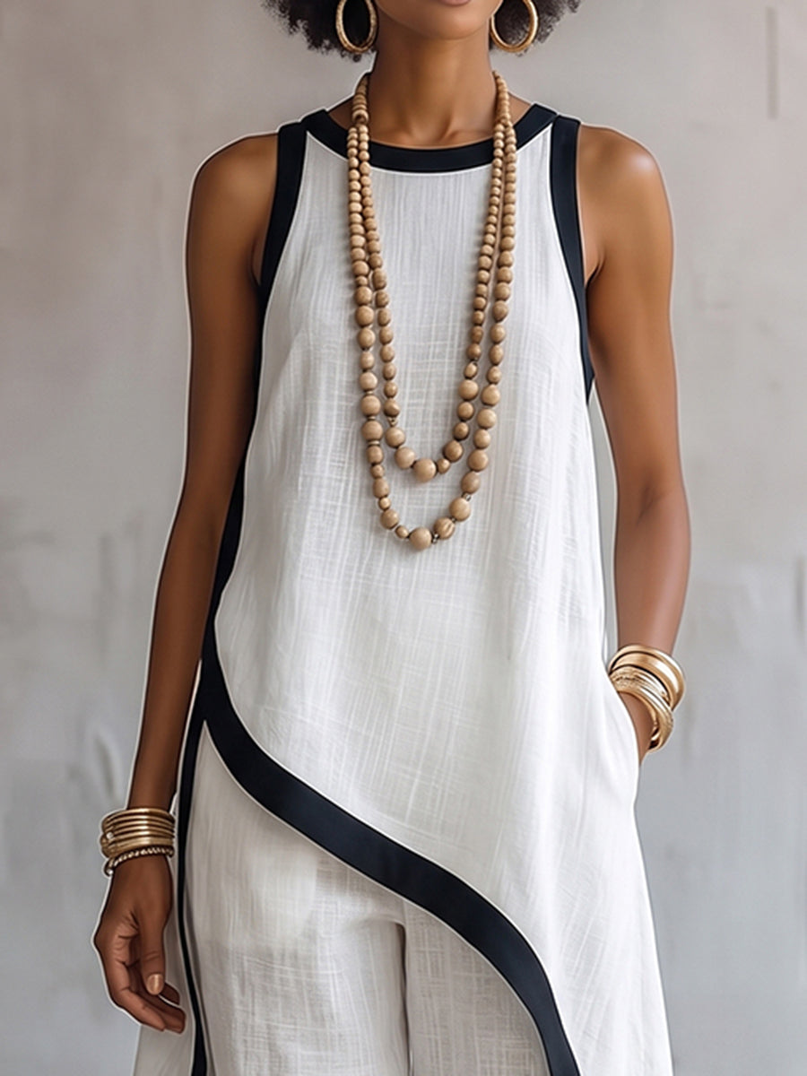 Set coordinati boho-chic traspiranti in cotone e lino