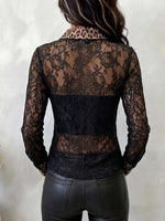 Sexy Hemd mit Leopardenmuster und Spitzen-Patchwork