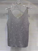 Chaleco de punto con pedrería elegante y brillante