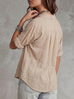 Camicia casual in lino e cotone con inserti in pizzo