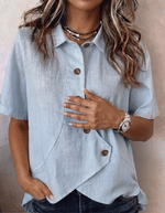 Camicia casual da donna a tinta unita con taglio irregolare