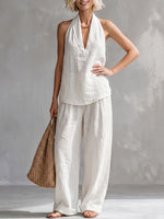 Set minimalista casual e accogliente in lino a due pezzi