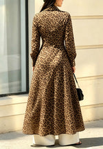Retro Leopardenmuster Kunst Langarm Freizeit Stilvoller Hemdbluse mit Reverskragen