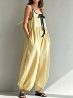 Damen Jumpsuit mit gelbem Kontrast und Haremshose