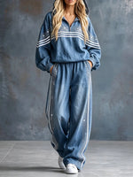 Pantaloni sportivi larghi in stile denim con drill caldo, lucido e confortevole