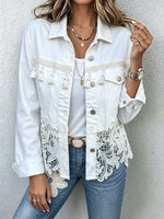 Damen Jeansjacke mit Spitzenfransen