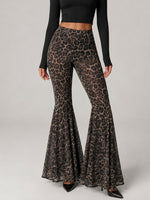 Stilvolle und sexy, dehnbare Schlaghose mit Leopardenmuster
