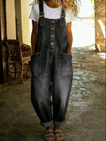 Tuta casual da donna in denim con fibbia regolabile