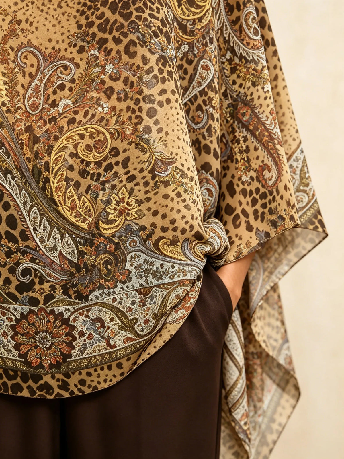 Blusa poncho vintage de leopardo para mujer