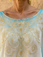 Blusa transparente bohemia con mangas de murciélago y efecto degradado para mujer