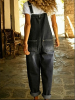 Tuta casual da donna in denim con fibbia regolabile