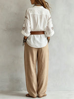 Damen-Bluse im Boho-Stil mit Knopfleiste