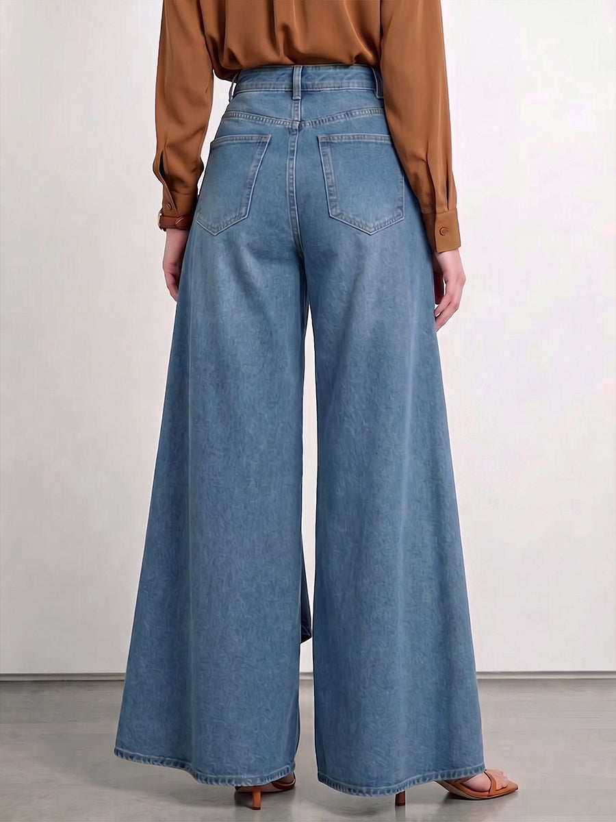 Jeans de mujer de talle alto, casuales, holgados y de pierna ancha