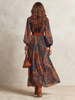 Elegantes Maxikleid aus Chiffon mit Leopardenmuster