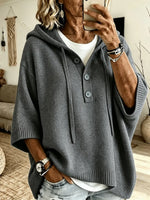 Mysig oversized stickad Henley-hoodie