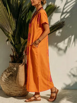 Vestido Maxi Étnico Laranja para Mulher