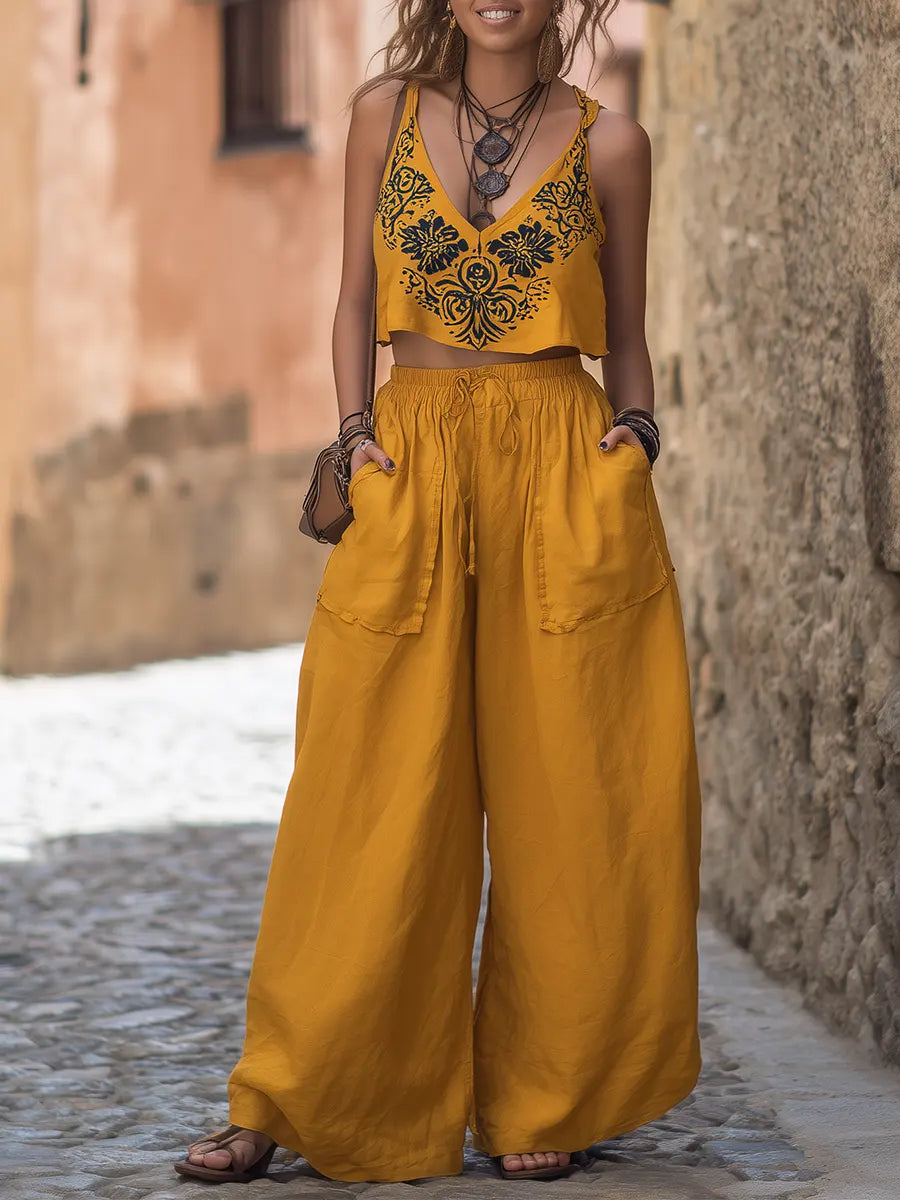 Completo due pezzi in lino Bohemian Sunshine