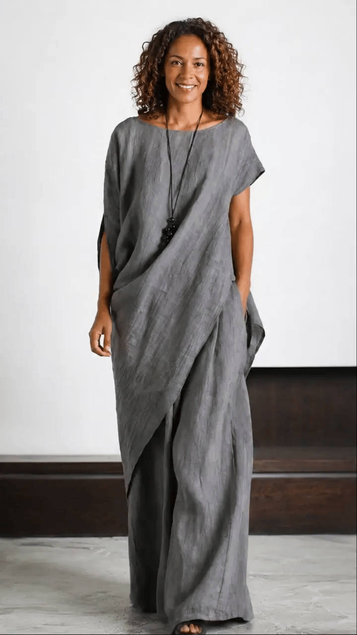 Set in cotone e lino Eleganza senza sforzo – Top morbido e pantaloni larghi e fluidi