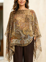 Blusa poncho vintage de leopardo para mujer