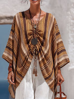 Blusa poncho a righe in stile boho-chic