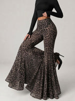 Stilvolle und sexy, dehnbare Schlaghose mit Leopardenmuster