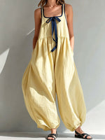 Damen Jumpsuit mit gelbem Kontrast und Haremshose