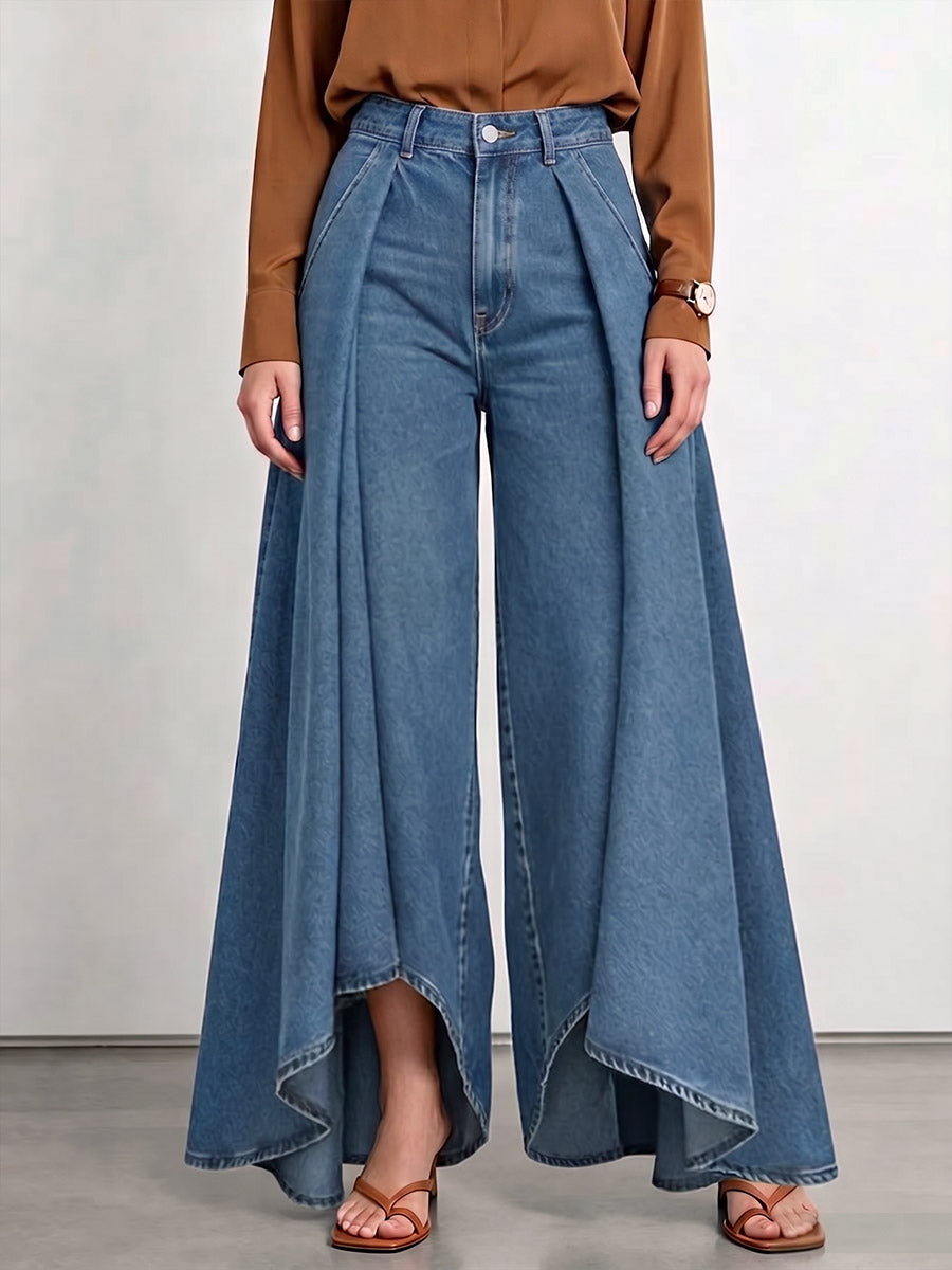 Jeans de mujer de talle alto, casuales, holgados y de pierna ancha