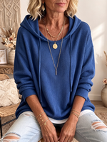 Lässiger Hoodie aus Waffelstrick