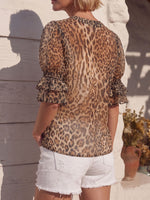Vintage kunst comfortabele zomerstoffen chiffon blouse