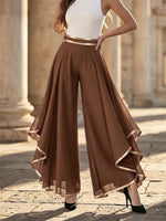 Stilvolle, goldverzierte, fließende Chiffonhose