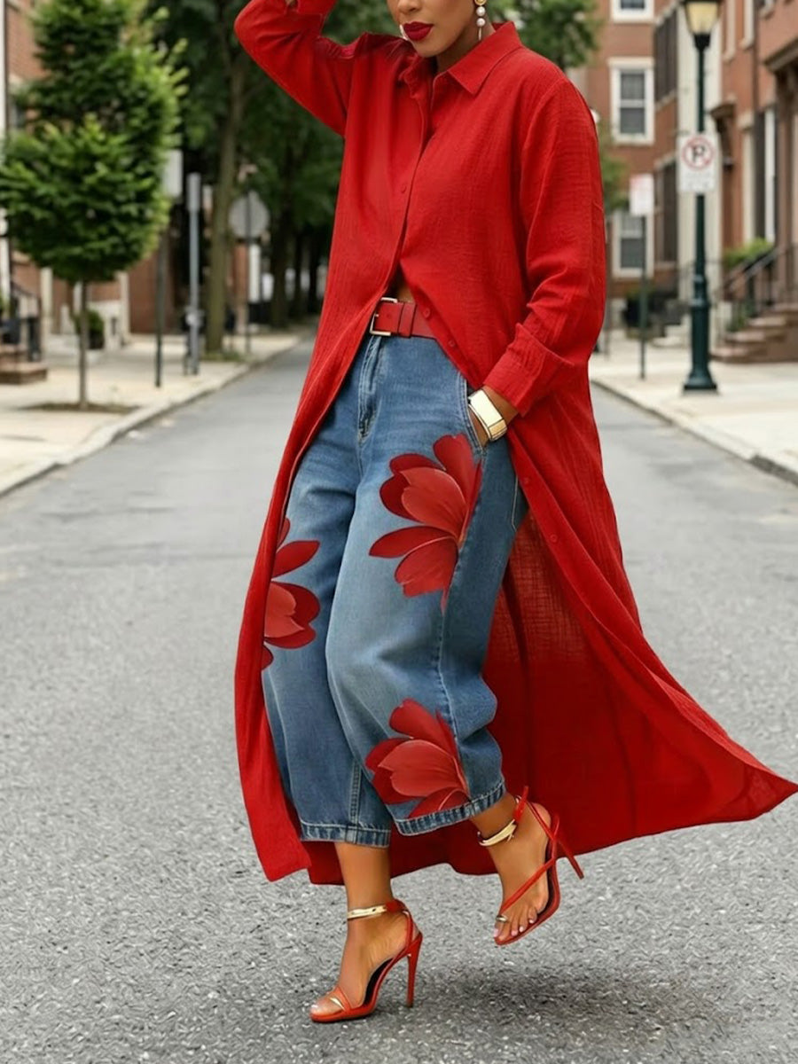 Vestito casual in lino e cotone