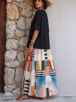 Set due pezzi in cotone con stampa geometrica artistica