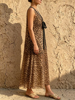Robe transparente à nouer devant imprimé léopard pour femme