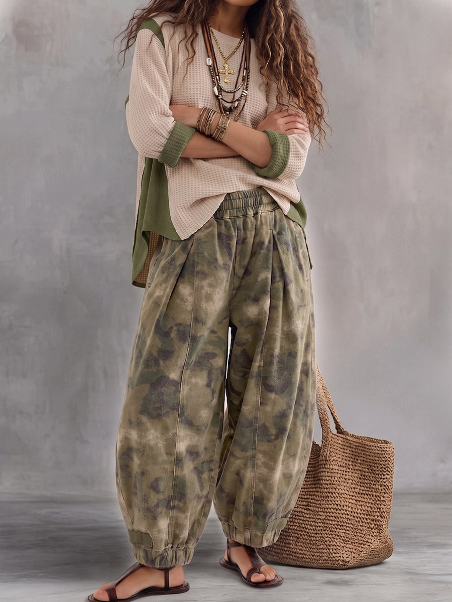 Vintage-Kunst Bequeme Stoffe Kontrastreiche Camouflage-Hosen