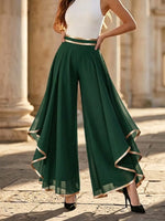 Stilvolle, goldverzierte, fließende Chiffonhose