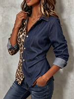 Wildes Hemd mit Leopardenmuster und Jeans-Patchwork
