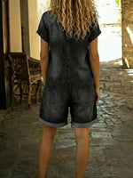 Tuta corta casual da donna in denim di cotone