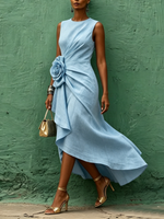 Elegantes Kleid mit Blumenverzierung – Perfekt für Partys, Hochzeiten und Urlaub