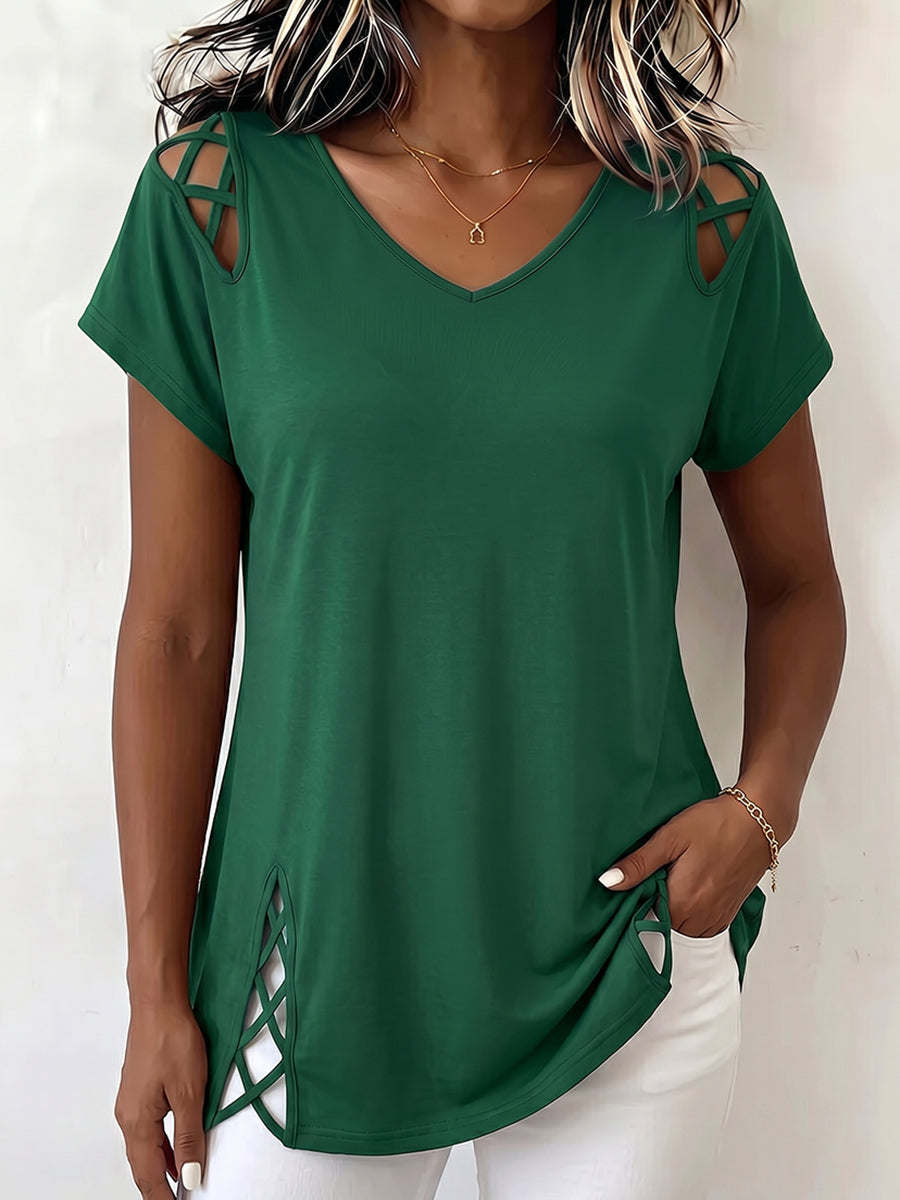 Top de algodón bohemio cómodo con recortes
