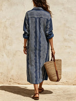Damen Hemdblusenkleid mit welligem Streifenmuster