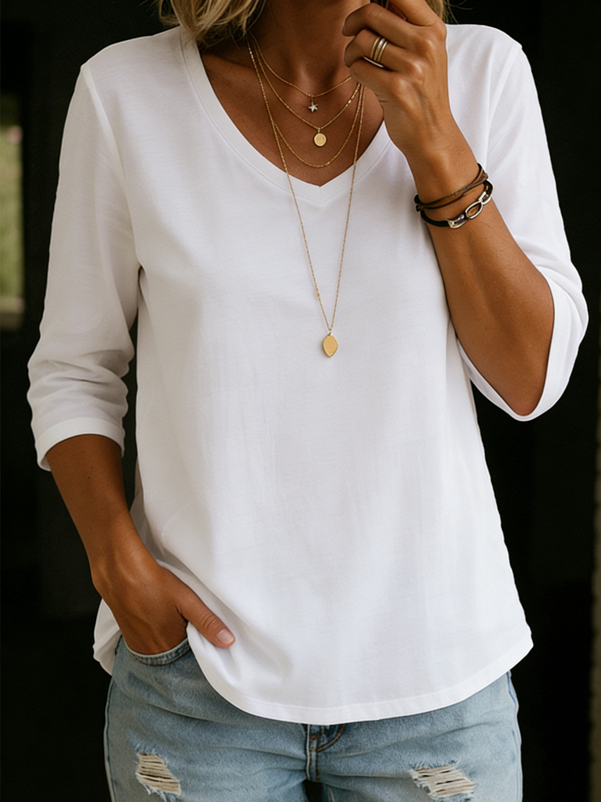 Maglietta casual comoda a manica corta in 100% cotone