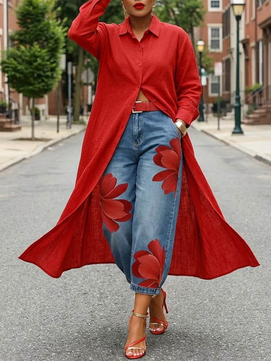 Vestito casual in lino e cotone