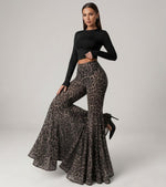 Stylish And Sexy Stretchy Leopard-print Flared Pants