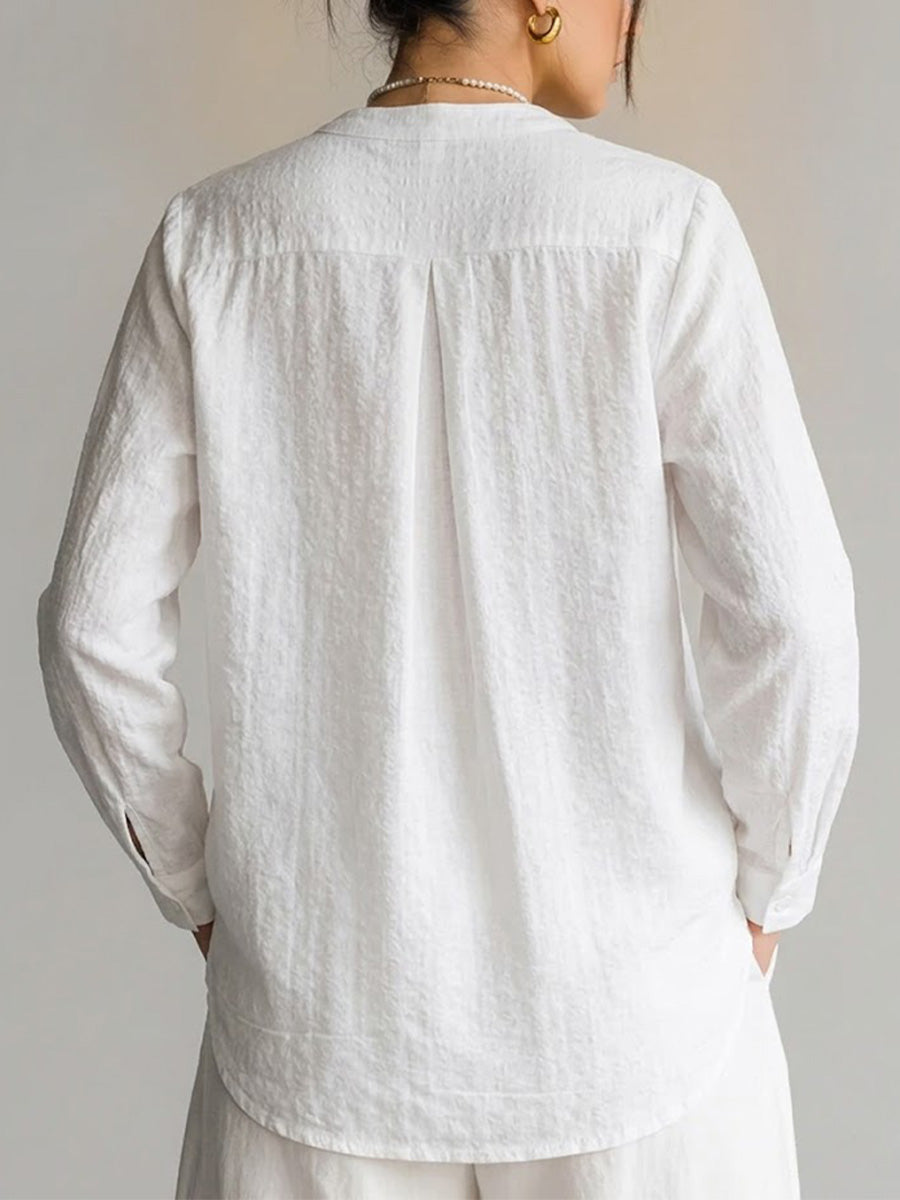 Camicia in cotone a maniche lunghe e vestibilità ampia con ricamo in pizzo