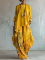 Conjunto de duas peças com estampa floral artística elegante