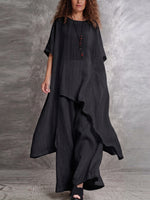 Completo casual due pezzi con top lungo e pantaloni