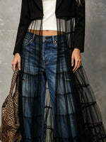 Blazer corto da donna in rete con patchwork